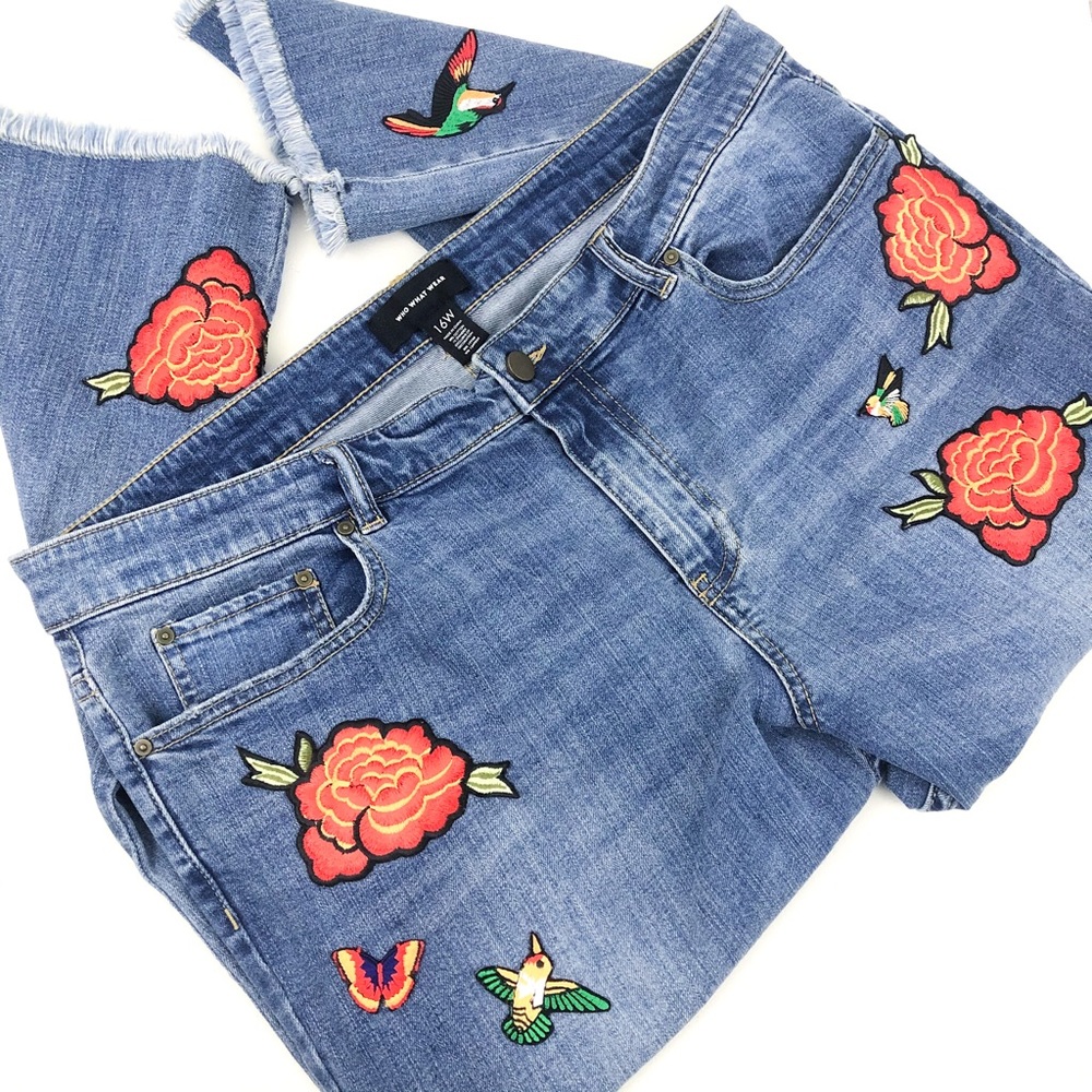 Who what wear cropped flower and bird jeans 16w